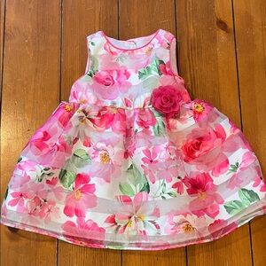 Mia & Mimi Pink Floral Sleeveless Party Dress Size 18 Months EUC
